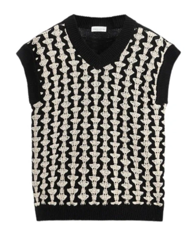 Roberto Collina Bicolor Jacquard Slipover In Black