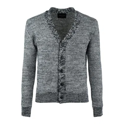 Roberto Collina Black And Gray Cardigan With Mélange Effect In Gray, Black