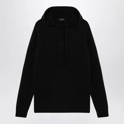 Roberto Collina Cashmere Hooded Sweatshirt Drawstring Detail In Blue