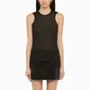 Roberto Collina White Cotton Blend Crew-neck Tank Top In Black