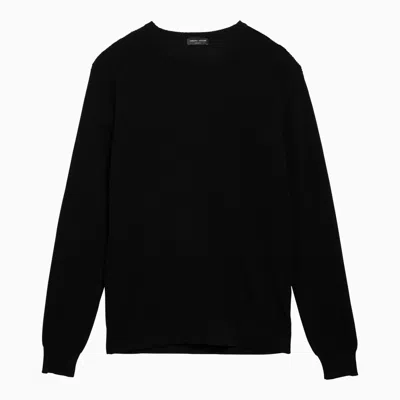 Roberto Collina Anthracite Merino Wool Crew-neck Sweater In Gray
