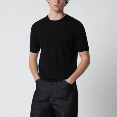 Roberto Collina Sheer Short-sleeve Knitted Top In Black