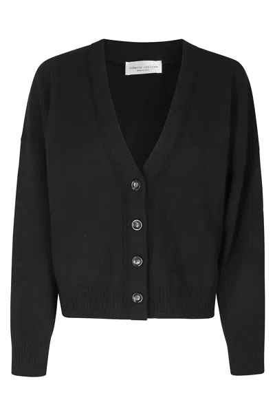Roberto Collina Black Cropped V-neck Wool-cashmere Cardigan