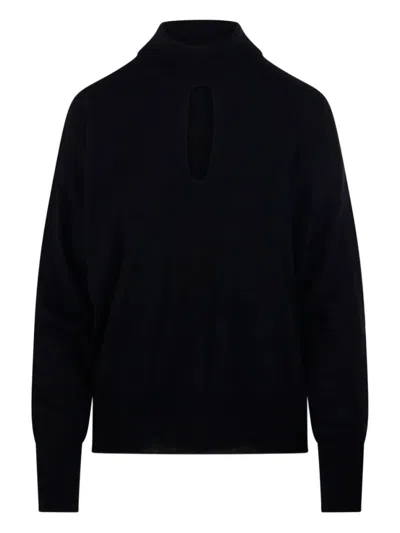 Roberto Collina Knitted Sweater With Lace-up Design In Black