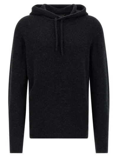 Roberto Collina Black Hooded Solid Sweater