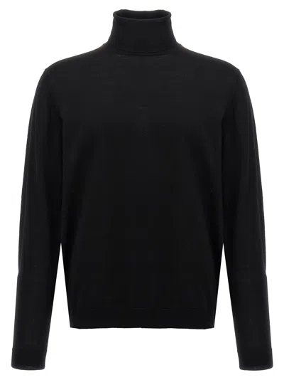Roberto Collina Ribbed High-neck Sweater With Relaxed Fit In Blue
