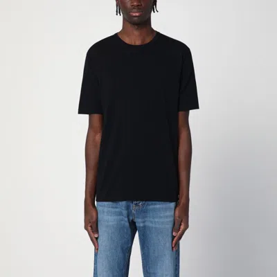 ROBERTO COLLINA BLACK RIBBED COTTON T-SHIRT