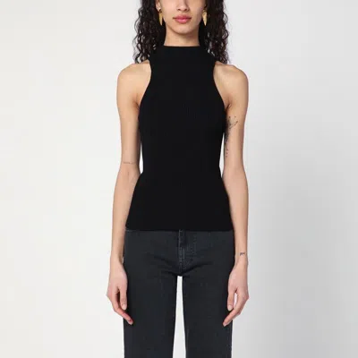 ROBERTO COLLINA ROBERTO COLLINA  BLACK RIBBED TANK TOP