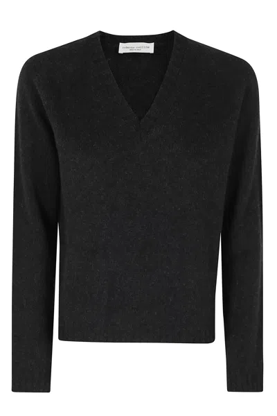 Roberto Collina Black Scollo V ml Wool-blend Sweater