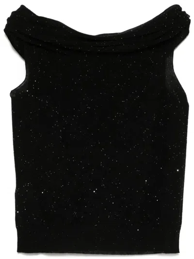 ROBERTO COLLINA BLACK SEQUINED TOP
