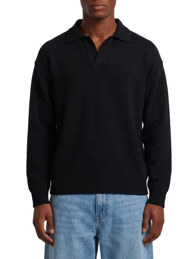 Roberto Collina Skipper Merino Wool Long Sleeve Polo In Transparent
