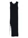 Roberto Collina Ruched Detailed Ribbed Midi Dress In Black