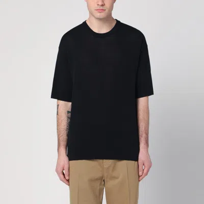 Roberto Collina Fine-knit Short Sleeved Cotton T-shirt Clothing In Black