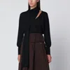 Roberto Collina Sweater Featuring Long Scarf Detail And V-neck In Black
