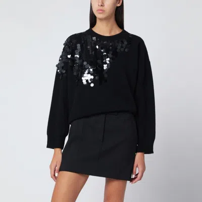 Roberto Collina Black Sweater With Sequin Embroidery