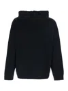 Roberto Collina Black Sweatshirt With Drawstring Hood And Dropped Shoulders In Wool Man In Animal Print