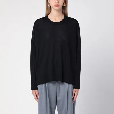 Roberto Collina Black Wool Crew-neck Sweater