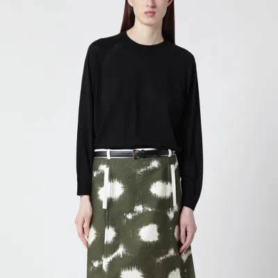 Roberto Collina Wool Crew Neck Sweater Long Sleeves In Black