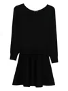 Roberto Collina Long-sleeved Wool Flared Dress Clothing In Black