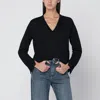 Roberto Collina Wool V-neck Sweater Long Sleeves In Black
