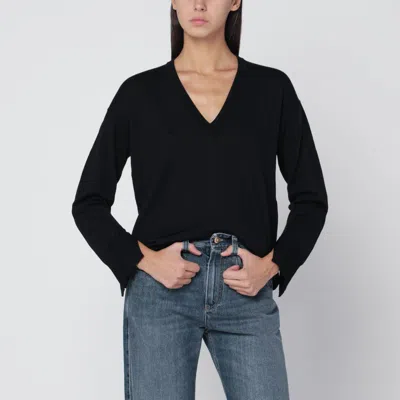ROBERTO COLLINA ROBERTO COLLINA | BLACK WOOL V-NECK SWEATER