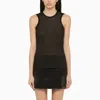 Roberto Collina White Cotton Blend Crew-neck Tank Top In Black
