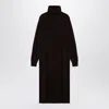 Roberto Collina Brown Cashmere Blend Turtleneck Dress In Brown