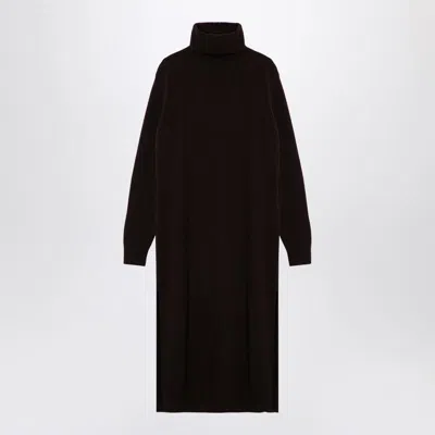 Roberto Collina Brown Cashmere Blend Turtleneck Dress