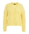 Roberto Collina Cable-knit V-neck Sweater In Yellow