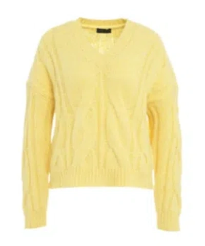 Roberto Collina V-neck Knit Sweater In Yellow