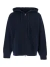 Roberto Collina Blue Sweatshirt With Drawstring Hood And Dropped Shoulders In Wool Man In Blue