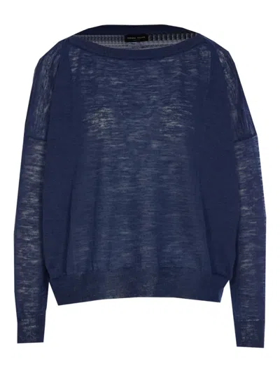 Roberto Collina Boat-neck Jumper In Blue