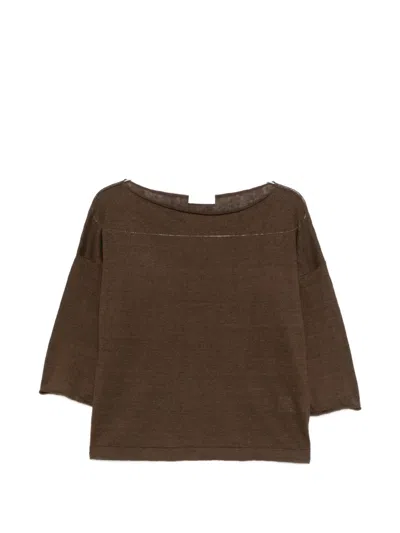 Roberto Collina Boat Neck Knitwear In Brown