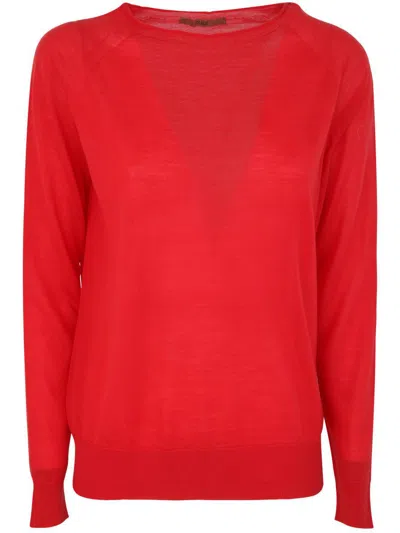 Roberto Collina Boat Neck Sweater In Red