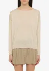 Roberto Collina Cream-coloured Wool Sweater In Beige