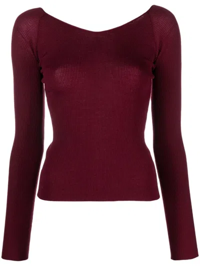 Roberto Collina Boat-neck Wool Sweatshirt In Porpora