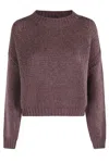 Roberto Collina Bordeaux Crew Neck Sweater In Textured Knit In Burgundy