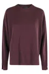 Roberto Collina Bordeaux Crew Neck Sweater With Side Slits In Burgundy