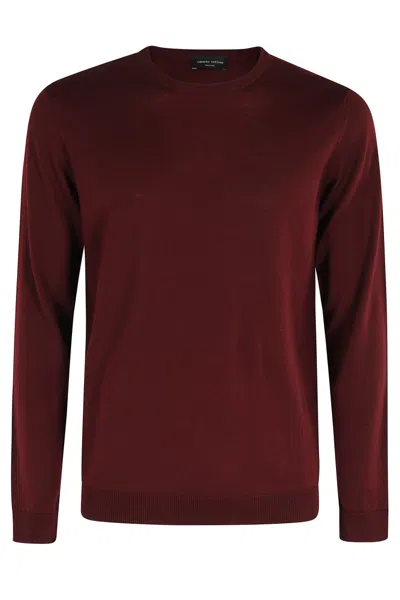 Roberto Collina Bordeaux Merino Wool Long-sleeve Crew Neck Sweater In Black