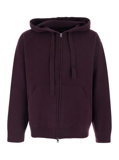 Roberto Collina Bordeaux Sweatshirt With Drawstring Hood And Dropped Shoulders In Wool Man In Burgundy