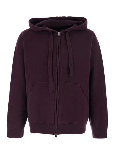 ROBERTO COLLINA BORDEAUX SWEATSHIRT WITH DRAWSTRING HOOD AND DROPPED SHOULDERS IN WOOL MAN