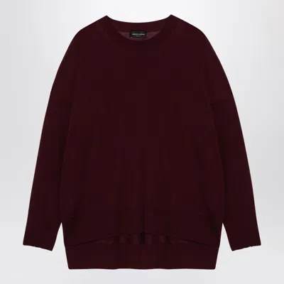 Roberto Collina Bordeaux Wool Crew Neck Sweater In Red