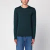 Roberto Collina Bottle Green Merino Wool Crew-neck Sweater In Green