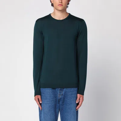 Roberto Collina Bottle Green Merino Wool Crew-neck Sweater