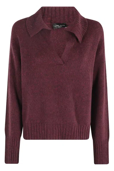 Roberto Collina Boxy Fit Bordeaux Sweater With Polo Collar In Burgundy