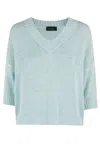 Roberto Collina Boxy-fit Cotton Knit Sweater In Blue