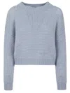 Roberto Collina Boxy Fit Crewneck Sweater In Light Blue Alpaca Wool In Blue