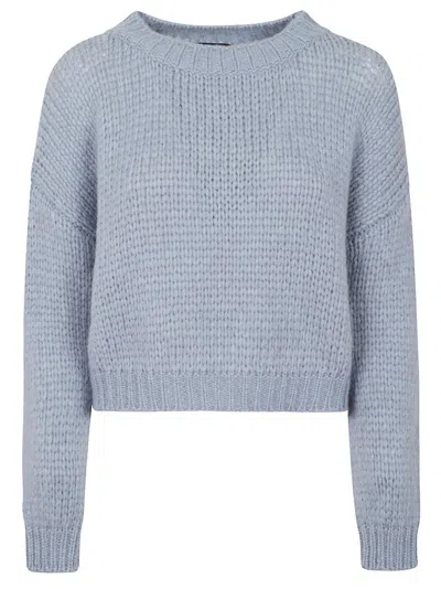 ROBERTO COLLINA BOXY FIT CREWNECK SWEATER IN LIGHT BLUE ALPACA WOOL