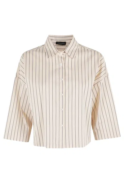 Roberto Collina Boxy Fit Striped Cotton Shirt