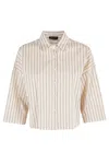Roberto Collina Striped Cotton Shirt In Neutrals